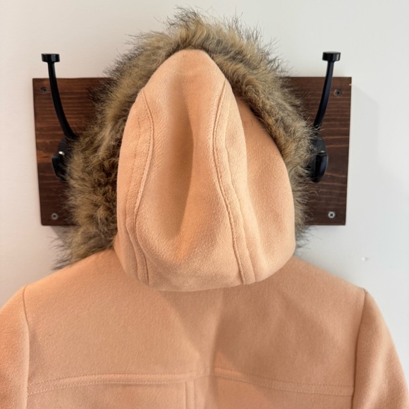 J Crew Wool Blend Chateau Parka in Peach Faux Fur Trimmed Size 8 - Picture 3 of 9